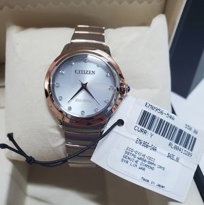 Citizen Ceci Womens Diamond Accent Two Tone Stainless Steel Bracelet Watch Em095